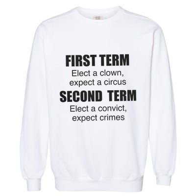 First Term Elect A Clown Expect A Circus Second Term Elect A Convict Expect Cri Garment-Dyed Sweatshirt