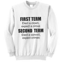 First Term Elect A Clown Expect A Circus Second Term Elect A Convict Expect Cri Sweatshirt