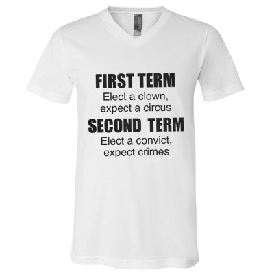 First Term Elect A Clown Expect A Circus Second Term Elect A Convict Expect Cri V-Neck T-Shirt