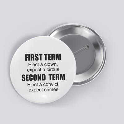 First Term Elect A Clown Expect A Circus Second Term Elect A Convict Expect Cri Button