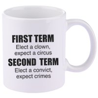 First Term Elect A Clown Expect A Circus Second Term Elect A Convict Expect Cri 11oz C Handle Ceramic Mug
