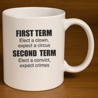 First Term Elect A Clown Expect A Circus Second Term Elect A Convict Expect Cri 11oz C Handle Ceramic Mug