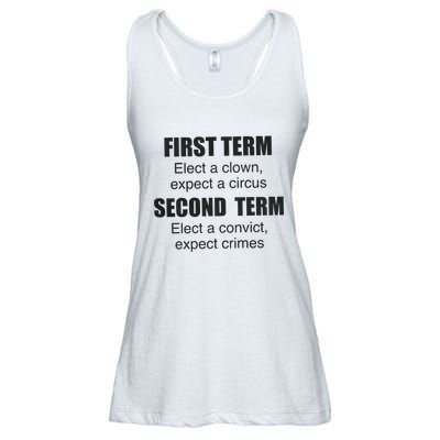 First Term Elect A Clown Expect A Circus Second Term Elect A Convict Expect Cri Ladies Essential Flowy Tank
