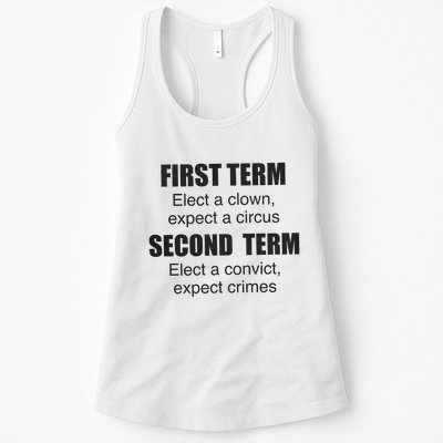 First Term Elect A Clown Expect A Circus Second Term Elect A Convict Expect Cri Womens Tank Top