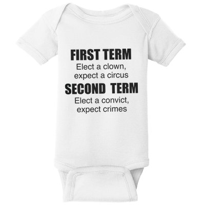 First Term Elect A Clown Expect A Circus Second Term Elect A Convict Expect Cri Baby Bodysuit