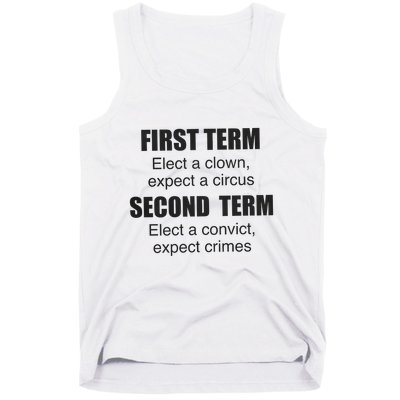 First Term Elect A Clown Expect A Circus Second Term Elect A Convict Expect Cri Tank Top
