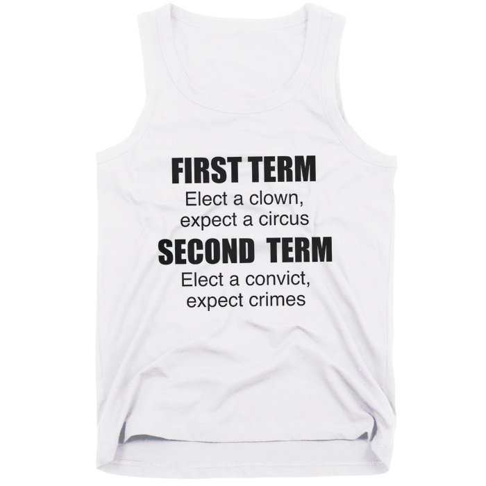 First Term Elect A Clown Expect A Circus Second Term Elect A Convict Expect Cri Tank Top
