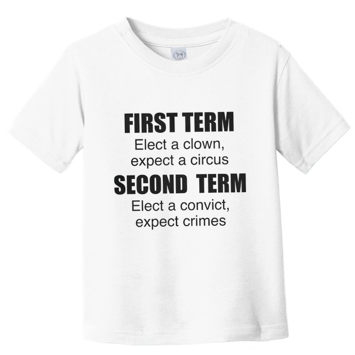 First Term Elect A Clown Expect A Circus Second Term Elect A Convict Expect Cri Toddler T-Shirt