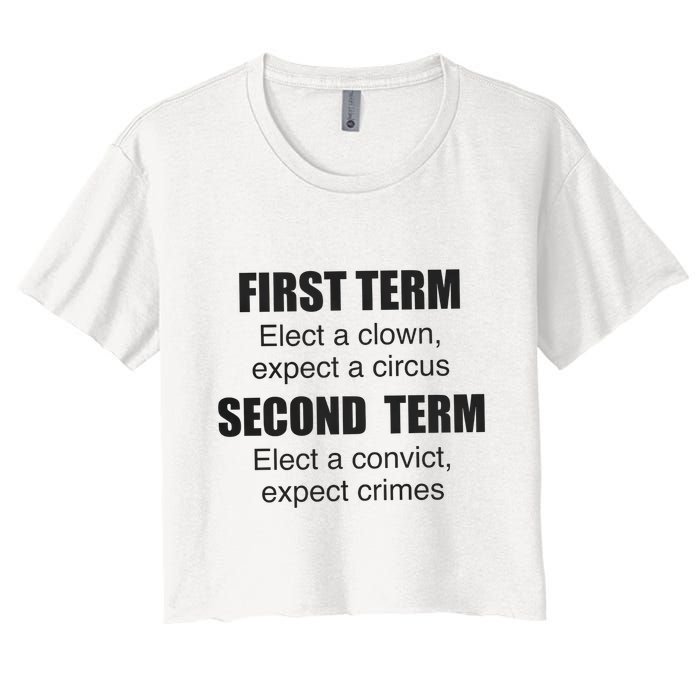 First Term Elect A Clown Expect A Circus Second Term Elect A Convict Expect Cri Crop Top