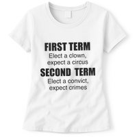 First Term Elect A Clown Expect A Circus Second Term Elect A Convict Expect Cri Womens T-Shirt