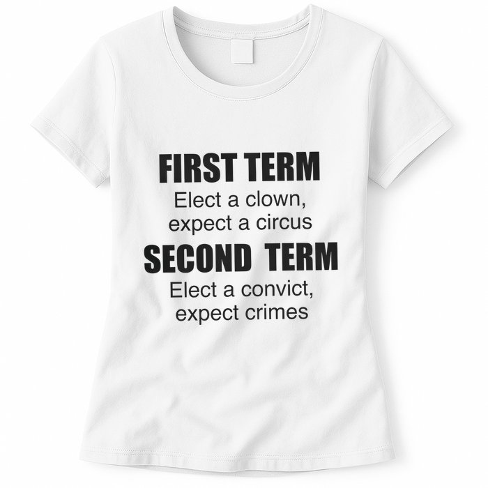 First Term Elect A Clown Expect A Circus Second Term Elect A Convict Expect Cri Womens T-Shirt