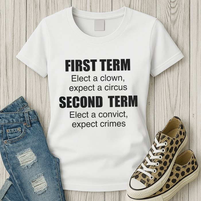 First Term Elect A Clown Expect A Circus Second Term Elect A Convict Expect Cri Womens T-Shirt