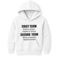 First Term Elect A Clown Expect A Circus Second Term Elect A Convict Expect Cri Kids Hoodie