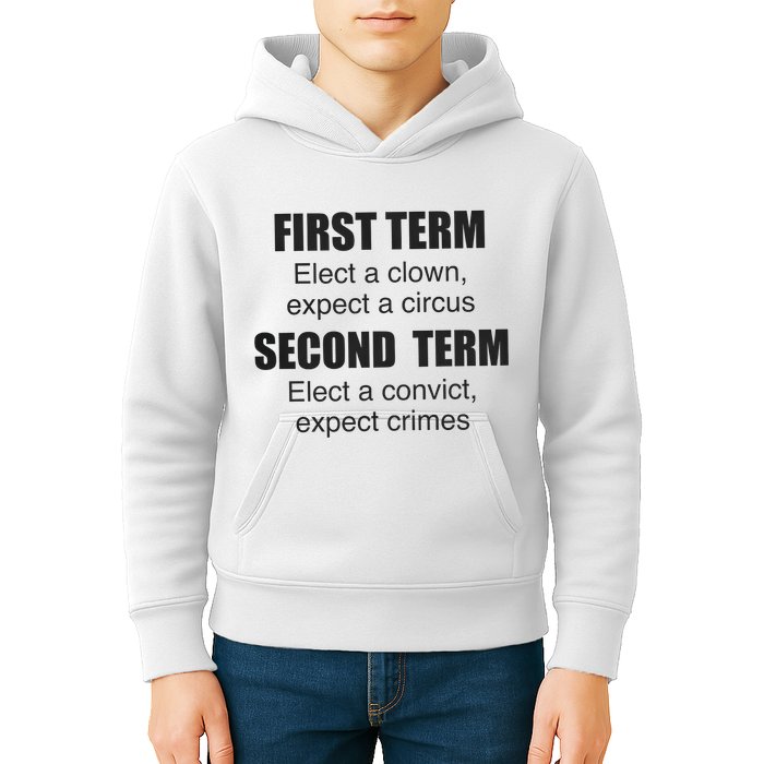 First Term Elect A Clown Expect A Circus Second Term Elect A Convict Expect Cri Kids Hoodie