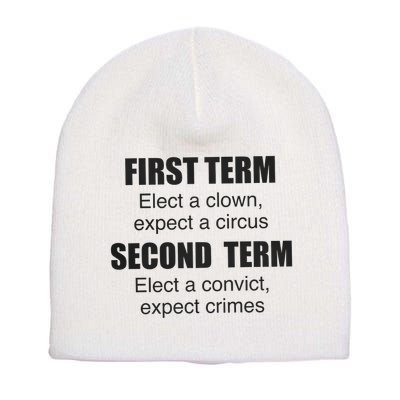 First Term Elect A Clown Expect A Circus Second Term Elect A Convict Expect Cri Short Acrylic Beanie