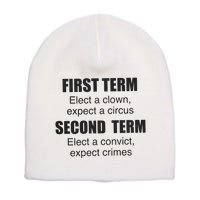First Term Elect A Clown Expect A Circus Second Term Elect A Convict Expect Cri Short Acrylic Beanie