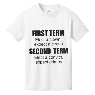 First Term Elect A Clown Expect A Circus Second Term Elect A Convict Expect Cri Kids T-Shirt