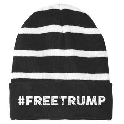 Free Trump Free Donald Trump 2024 Striped Beanie with Solid Band