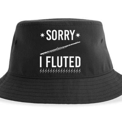 Funny Transverse Flute Intrument Sorry I Fluted Flutist Sustainable Bucket Hat