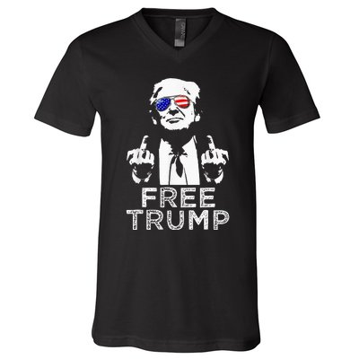 Free Trump Free Donald Trump 2024 V-Neck T-Shirt