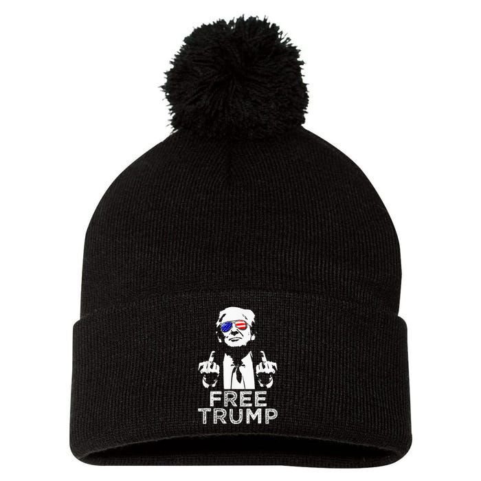 Free Trump Free Donald Trump 2024 Pom Pom 12in Knit Beanie