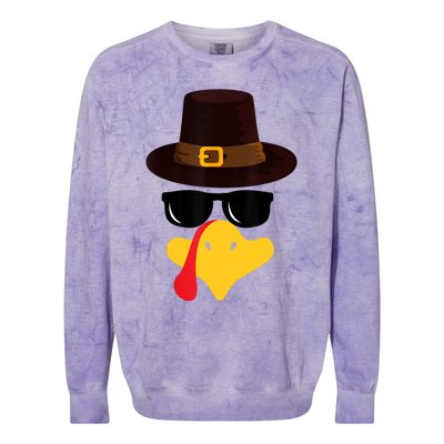 Funny Turkey Face Matching Family Thanksgiving Pilgrim Party Colorblast Crewneck Sweatshirt