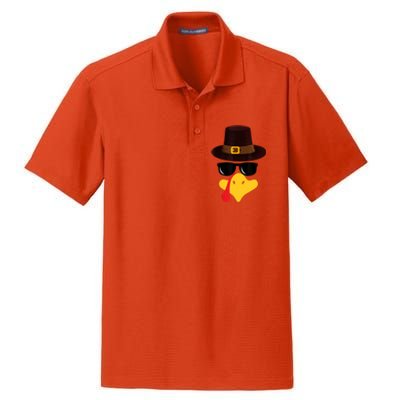 Funny Turkey Face Matching Family Thanksgiving Pilgrim Party Dry Zone Grid Polo