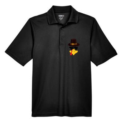 Funny Turkey Face Matching Family Thanksgiving Pilgrim Party Men's Origin Performance Piqué Polo