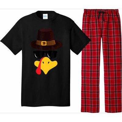 Funny Turkey Face Matching Family Thanksgiving Pilgrim Party Pajama Set