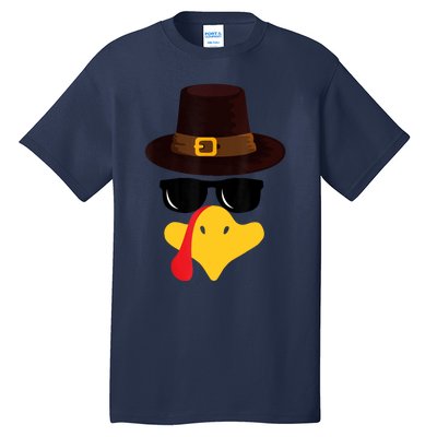 Funny Turkey Face Matching Family Thanksgiving Pilgrim Party Tall T-Shirt