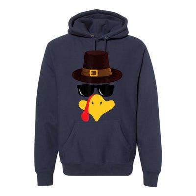 Funny Turkey Face Matching Family Thanksgiving Pilgrim Party Premium Hoodie