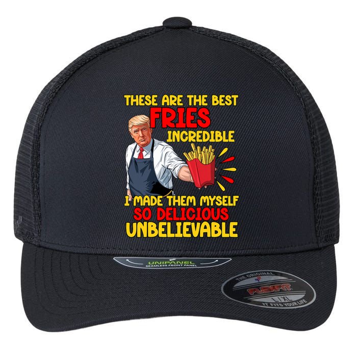 Funny Trump Fast Food Humor Fries Election 2024 Burgers Flexfit Unipanel Trucker Cap