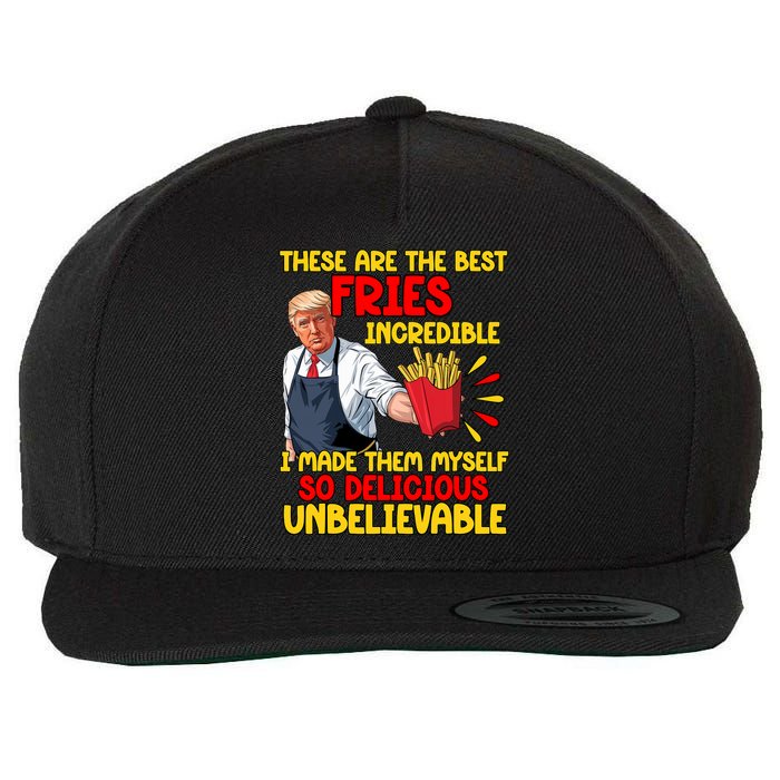 Funny Trump Fast Food Humor Fries Election 2024 Burgers Wool Snapback Cap