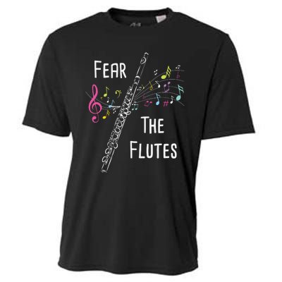 Fear The Flutes Flute Player Flutist Marching Band Music Cooling Performance Crew T-Shirt