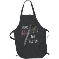 Fear The Flutes Flute Player Flutist Marching Band Music Full-Length Apron With Pockets