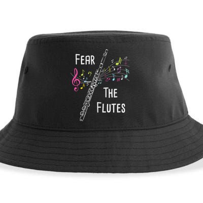 Fear The Flutes Flute Player Flutist Marching Band Music Sustainable Bucket Hat