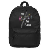 Fear The Flutes Flute Player Flutist Marching Band Music 16 in Basic Backpack