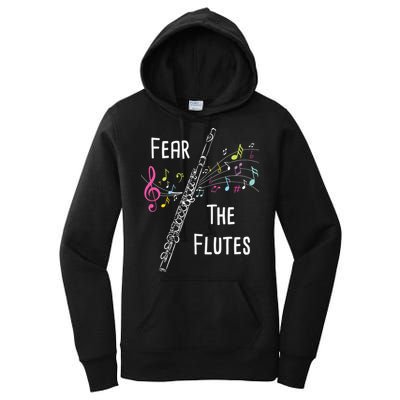 Fear The Flutes Flute Player Flutist Marching Band Music Women's Pullover Hoodie