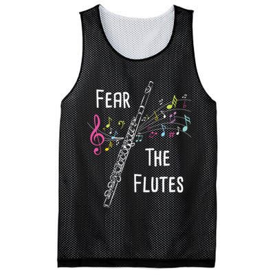 Fear The Flutes Flute Player Flutist Marching Band Music Mesh Reversible Basketball Jersey Tank