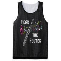 Fear The Flutes Flute Player Flutist Marching Band Music Mesh Reversible Basketball Jersey Tank
