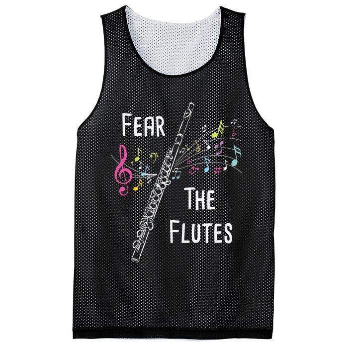 Fear The Flutes Flute Player Flutist Marching Band Music Mesh Reversible Basketball Jersey Tank