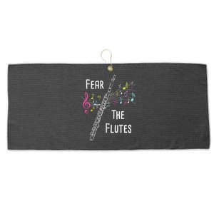 Fear The Flutes Flute Player Flutist Marching Band Music Large Microfiber Waffle Golf Towel