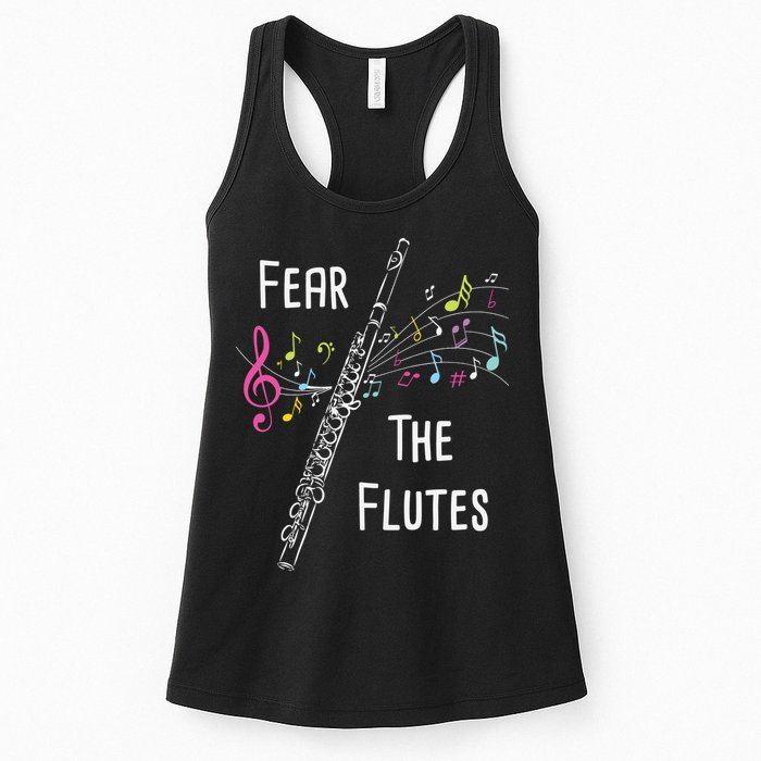Fear The Flutes Flute Player Flutist Marching Band Music Womens Tank Top