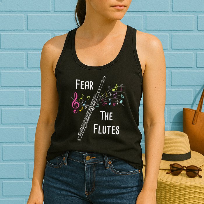 Fear The Flutes Flute Player Flutist Marching Band Music Womens Tank Top