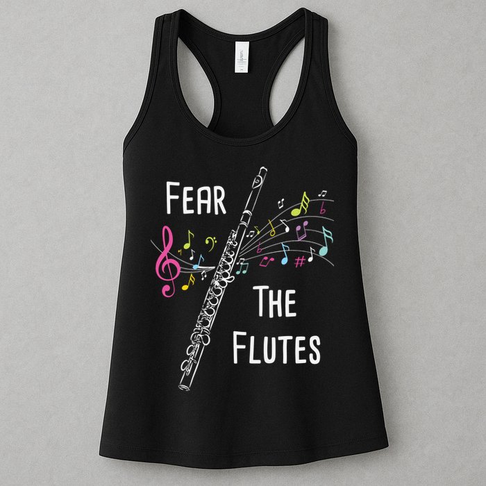 Fear The Flutes Flute Player Flutist Marching Band Music Womens Tank Top