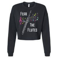 Fear The Flutes Flute Player Flutist Marching Band Music Cropped Pullover Crew