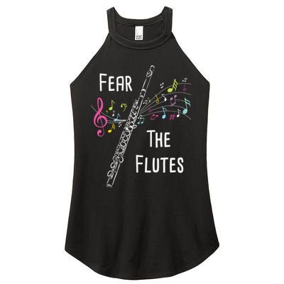 Fear The Flutes Flute Player Flutist Marching Band Music Women's Perfect Tri Rocker Tank