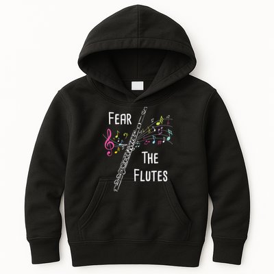 Fear The Flutes Flute Player Flutist Marching Band Music Kids Hoodie