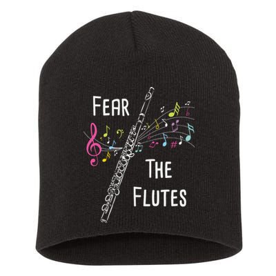 Fear The Flutes Flute Player Flutist Marching Band Music Short Acrylic Beanie