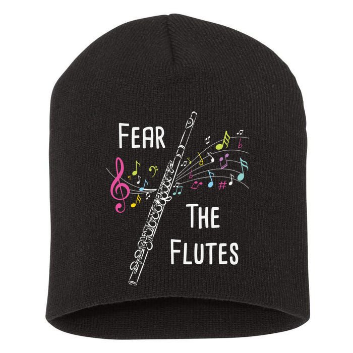 Fear The Flutes Flute Player Flutist Marching Band Music Short Acrylic Beanie